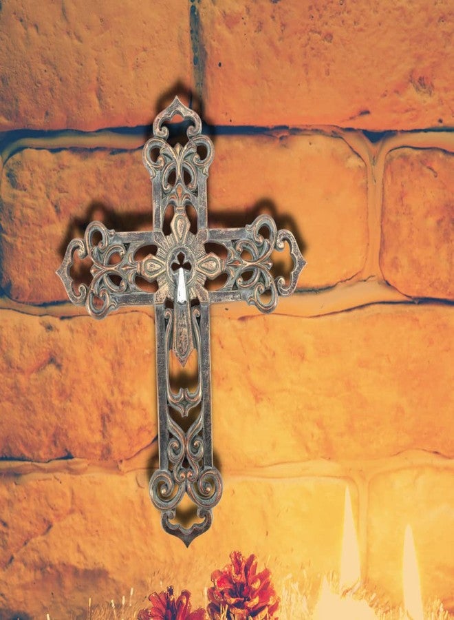Comfy Hour 13-Inch Vintage Bronze Wall Cross - Antique Style Hollow Out Handmade Religious Decor for Home, Living Room, or Bedroom - Image 5